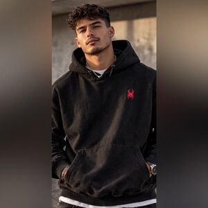 Spyder Black Hoodie with Red Emblem